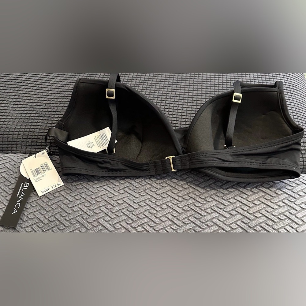 La Blanca Island Goddess Over The Shoulder Wrap Top Bra Black size 12 black - Picture 4 of 6